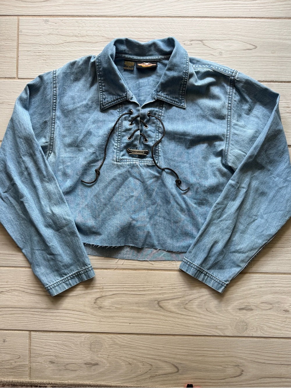 Harley-Davidson Denim Lace-Up Crop Top